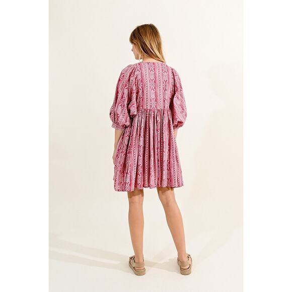 Molly Bracken Printed Mini Dress with Puffed Sleeves Size XS - Picture 5 of 9